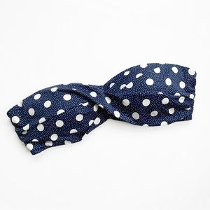 Boden Navy Polka Dot Bandeau Twist Bikini Top Strapless